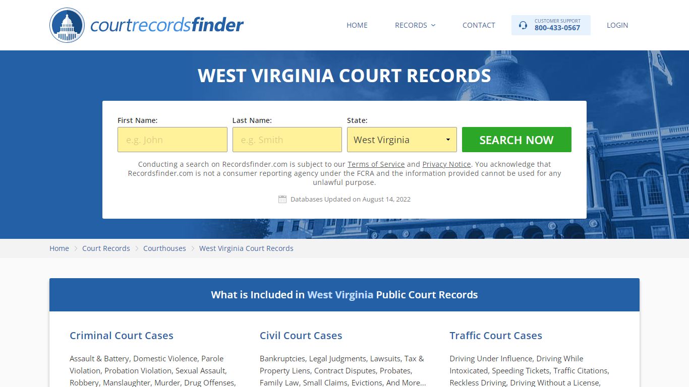 West Virginia Court Records & Case Lookup - Find WV ...